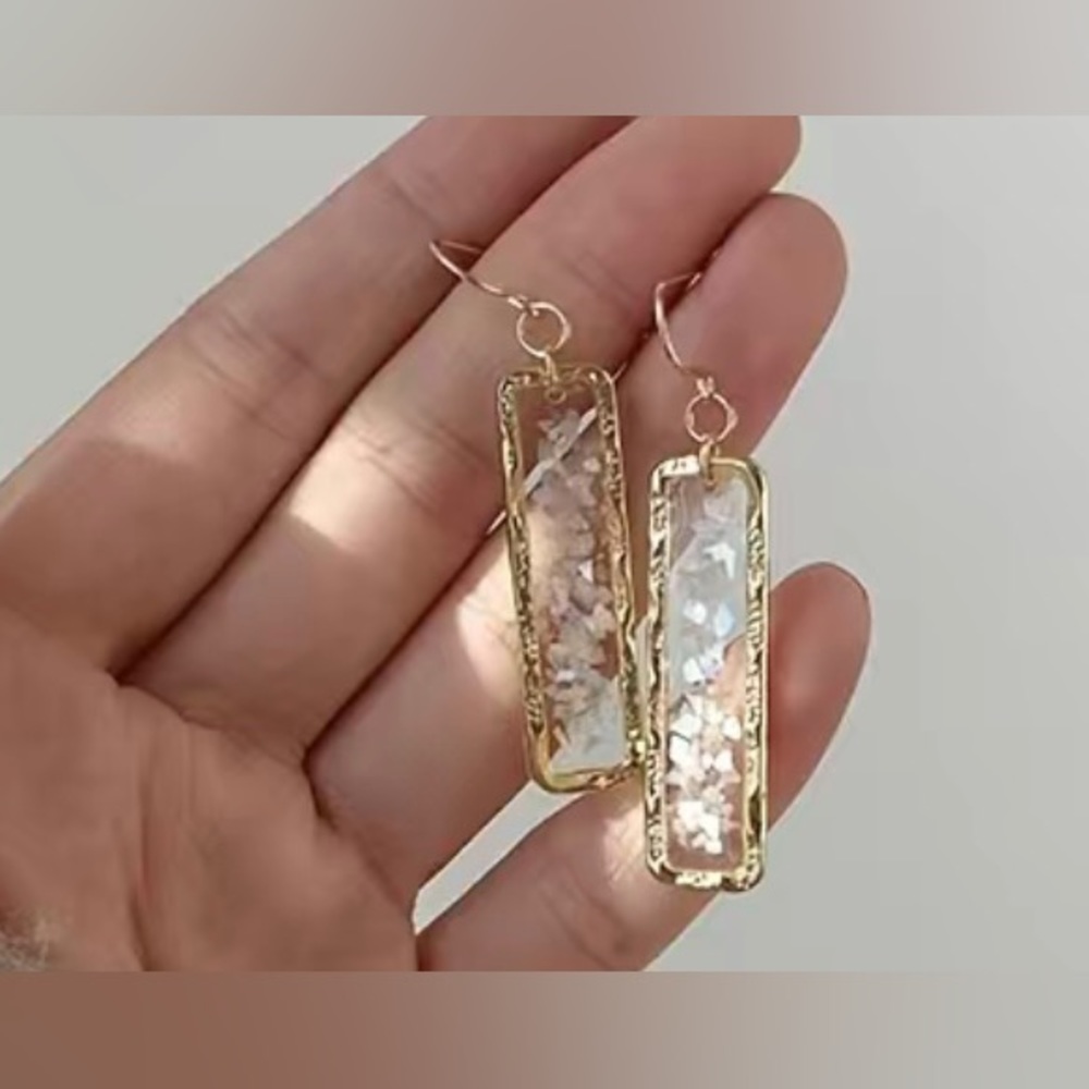 14K Gold Plated Rectangle Earrings